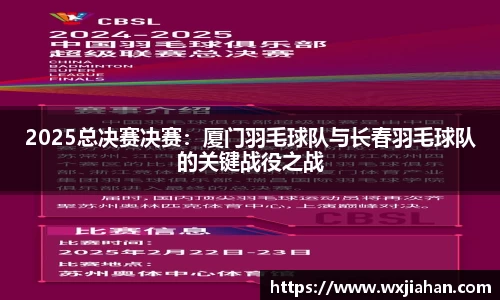 2025总决赛决赛：厦门羽毛球队与长春羽毛球队的关键战役之战